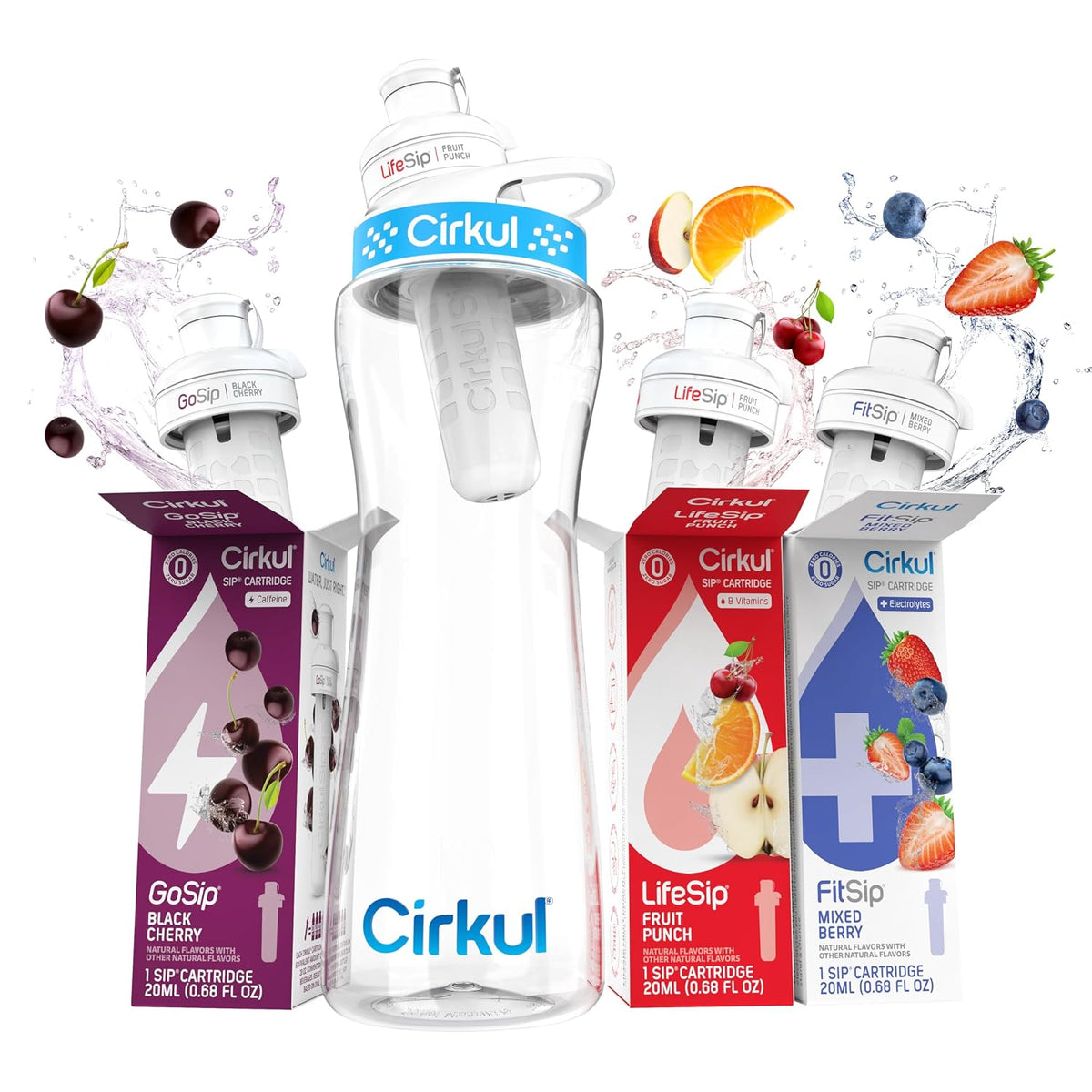 22oz Clear Plastic Bottle with 3 No Sugar, 0 Cal Flavored Water Sips