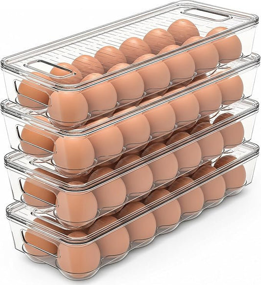 Utopia Home Egg Container With Lid and Handle for Refrigerator, Pack of 4