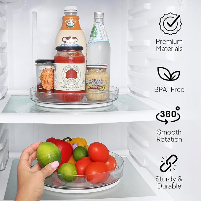 NOSTALGIQ Set Lazy Susan - Lazy Susan Organizer 2-Pack - Rotating Cabinet & Spice Rack, Clear