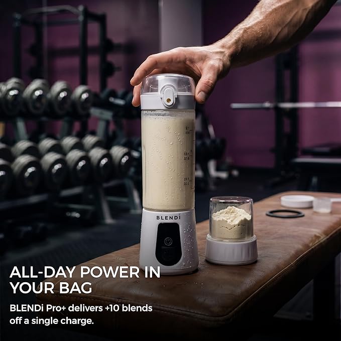 BLENDi Pro+ Portable Blender (17.5oz, White) – Powerful Ice Crushing 120W Motor, USB-C Rechargeable, Cordless Personal Blender Smoothies & Shakes – BPA-Free, Travel-Friendly