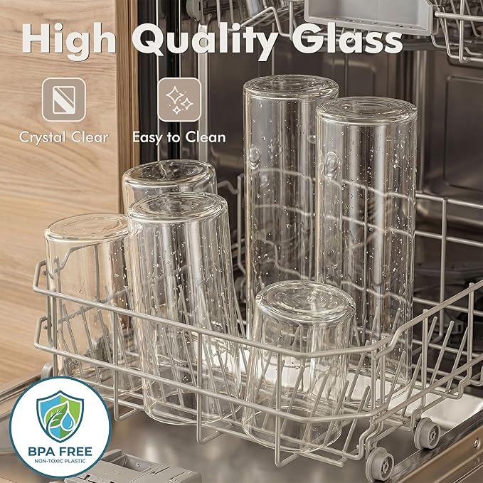 6-Pack 0.6Qt Small Round Glass Storage Jars with Bamboo Lids, Pantry Storage Containers for Neat Organization, Ideal for Minimalist Kitchen Organizer, Nut, Coffee Beans, Cookie, Candy, Tea