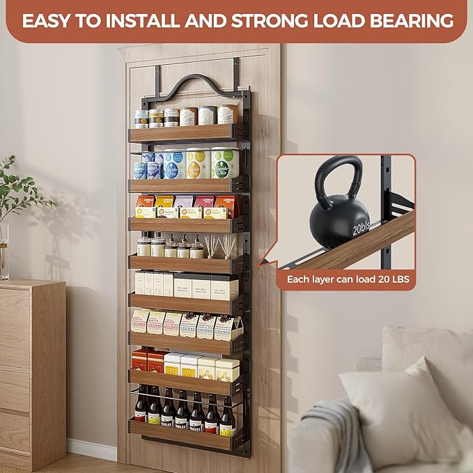 8-Tier Spice Rack Wall Mount, Black