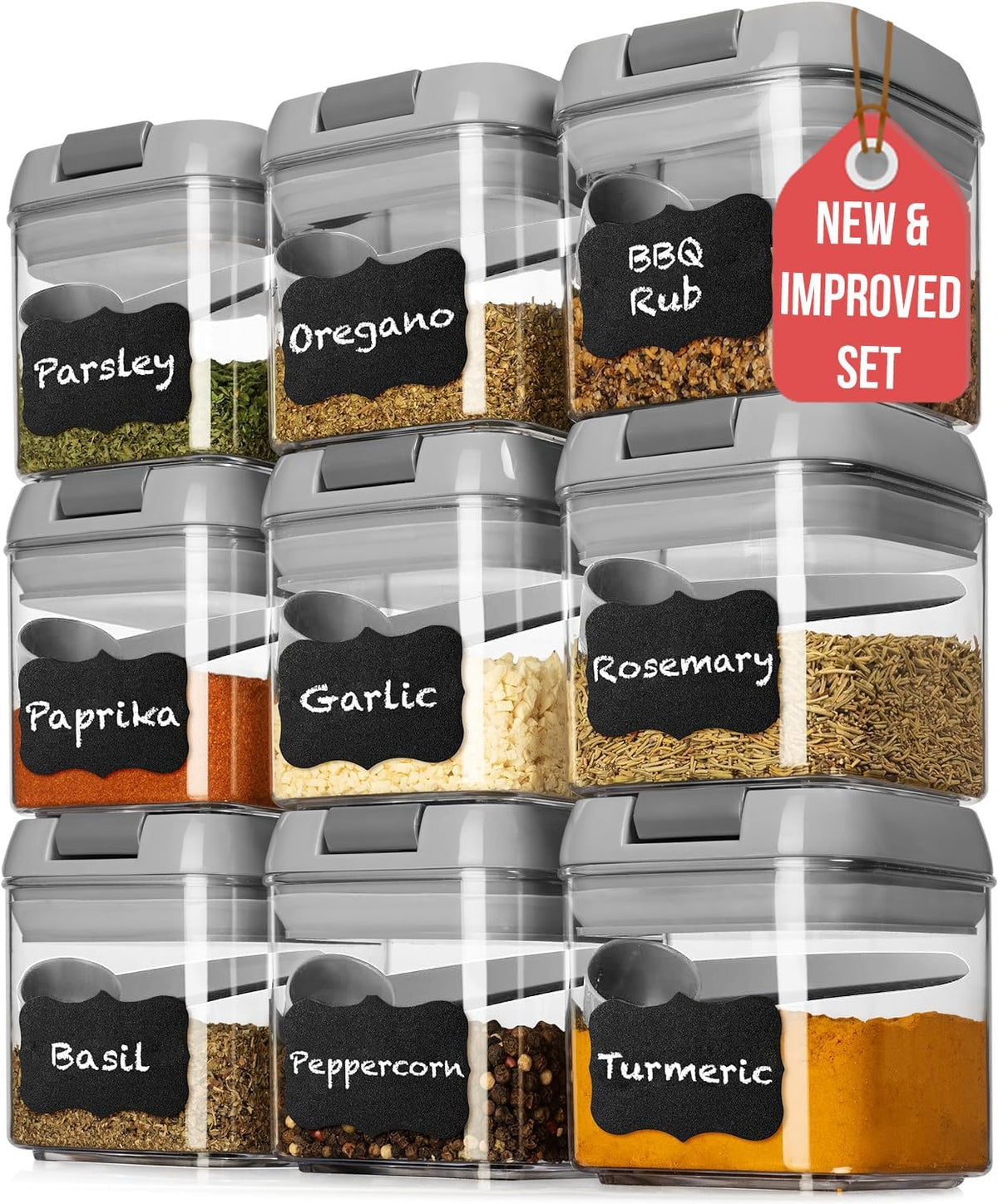 9PC (0.5L, 2.1 Cup, 17oz) Airtight Food Storage Containers + 9 Spoons