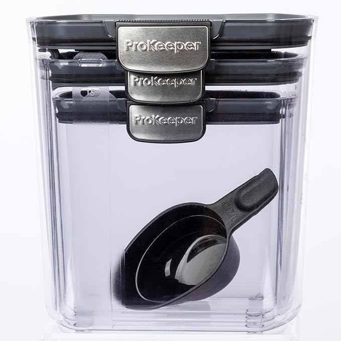 ProKeeper+ 6-Piece Airtight Food Storage Container Set – Clear Plastic Flour and Sugar Canister Set with Magnetic Accessories for Kitchen Organization