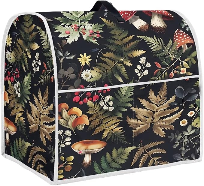 Mushroom Leaves Mixer Cover | Compatible with 6-8 Quart Tilt Head & Bowl Lift Mixers | Dust Protector with Pockets for Accessories