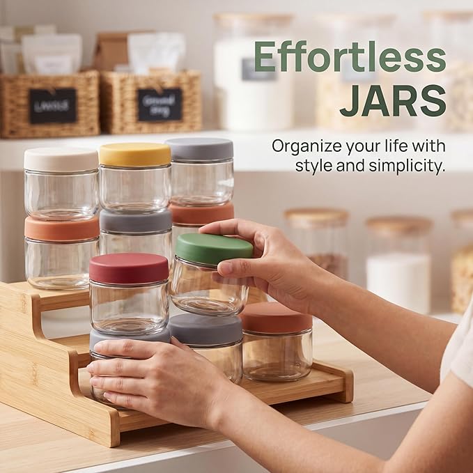EONJOE 10 oz Glass Jars with Lids Meal Prep Portion Control Containers Pudding Yogurt Overnight Oats Salad Snack Cereal Candy Food Storage Cups Bowls Airtight