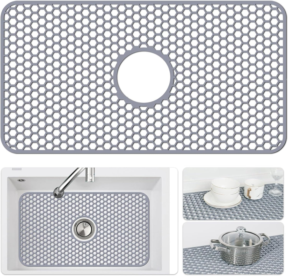 Silicone Sink Protectors for Kitchen Sink-26"x 14" Center Drain