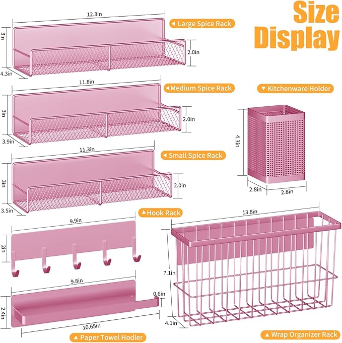 Magnetic Spice Rack for Refrigerator, 7 Pack Metal Magnetic Shelf, HM5470