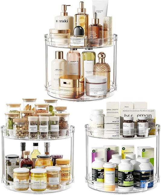 3 Pack 10.6'' 2-Tier Lazy Susan Turntable Organizer Rotating Spice Rack