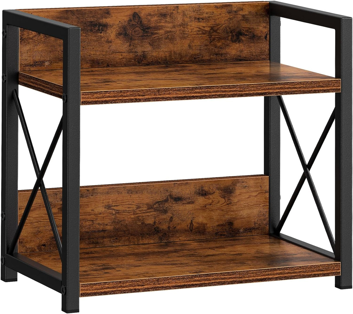 Countertop Shelf Organizer, 2 Tier Kitchen Spice Rack for Countertop, Wood Coffee Counter Shelf Organizer for Home (Brown, S)