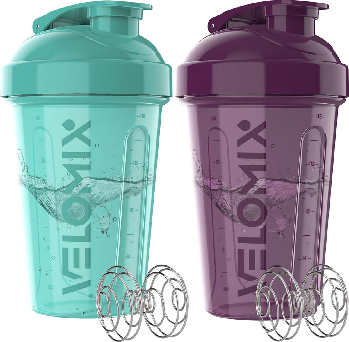 2 Pack 20oz Protein Shaker Bottle for Protein Mixes, Aqua Set