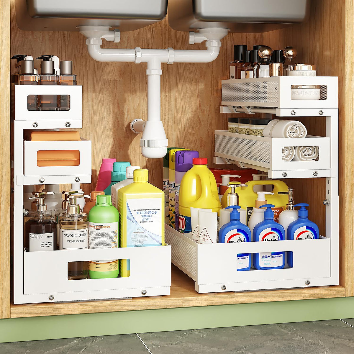 Under Sink Organizer,3-Tier Heavy Duty Pull out Cabinet Organizer Shelf