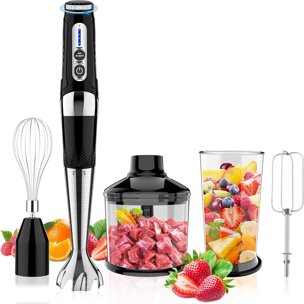 4-in-1 Cordless Immersion Blender, 21-Speed, 3-Angle Adjust, Black