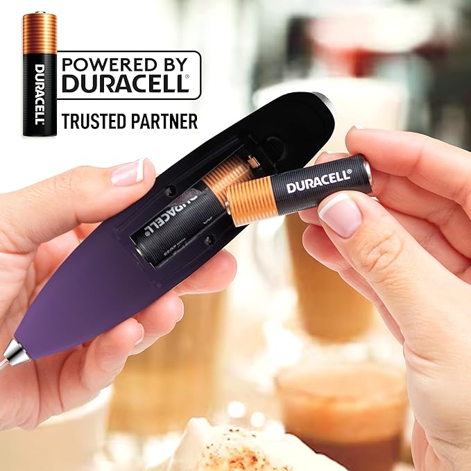 Zulay Kitchen Powerful Milk Frother Wand With Duracell Batteries - Ultra Fast Handheld Drink Mixer - Electric Whisk Foam Maker for Coffee, Lattes, Cappuccino & Matcha - Z1 Motor - Galaxy