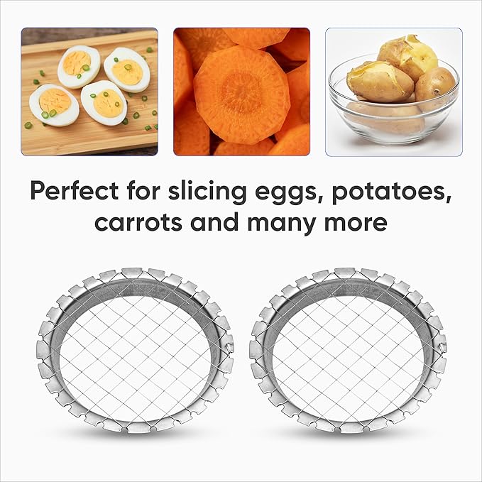 Stainless Steel Egg & Vegetable Chopper - Wire Grid/Slicer for Hard Boiled Eggs, Carrots & Potatoes - Manual Chopper