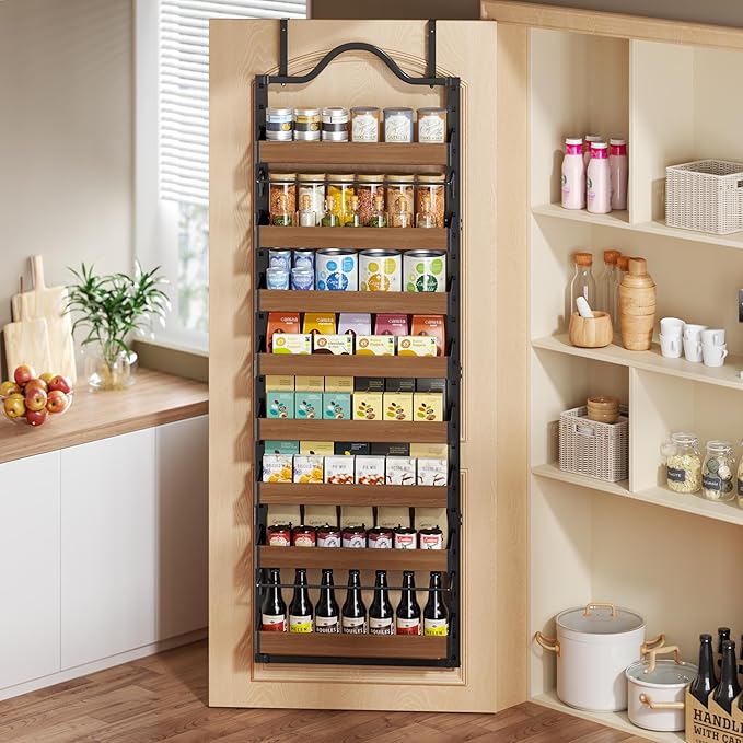 8-Tier Spice Rack Wall Mount, Black