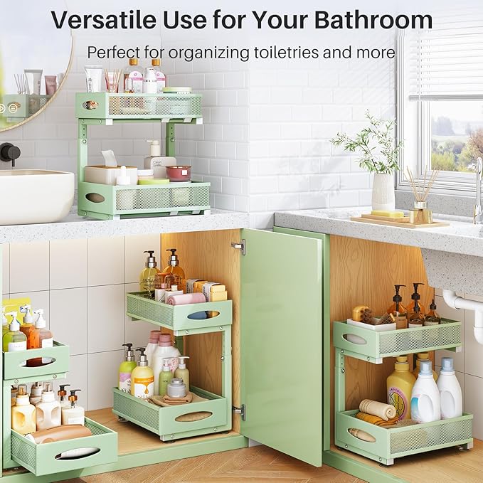 2 Pack Under Sink Organizer, Green