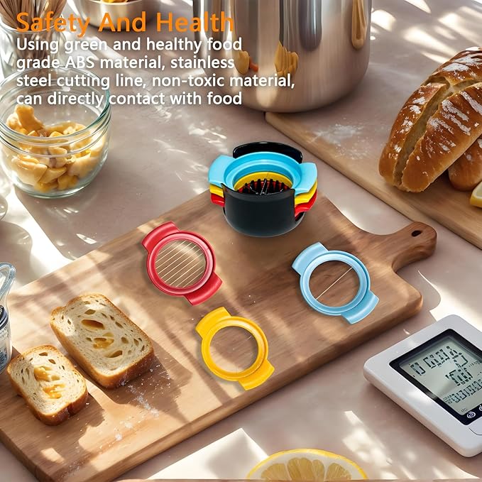 3-in-1 Egg Slicer for Hard Boiled Eggs, Stainless Steel Wire Egg Cutter/Dicer with Plastics Non-Slip Base, Multi-Purpose Kitchen Tool for Soft Fruits, Strawberries, Mushrooms, Easy to Clean