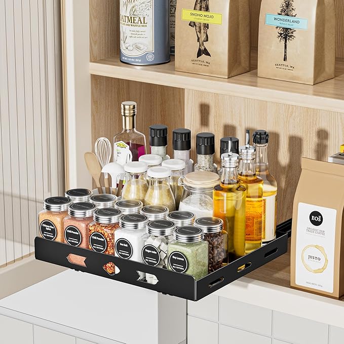 Pull Out Spice Rack Organizer for Cabinet, 1 Tier Heavy Duty Spice Rack