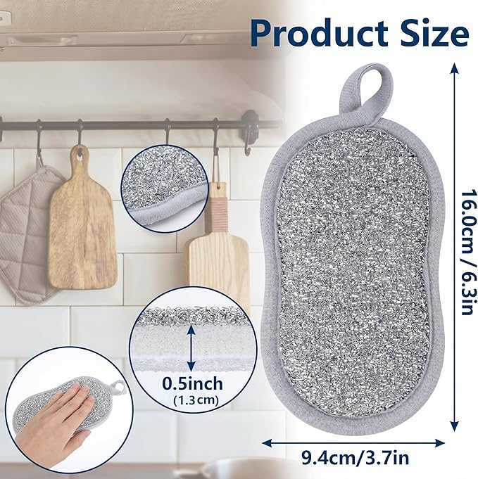 3-in-1 Kitchen Sink Drain Strainer and All-Purpose Scrub Sponges, Sink Stopper Pop-Up Drain Plug with Anti-Clogging Food Catcher Basket, Fits US Standard 3-1/2 Inch Sinks,Sponge Cleaning Dish