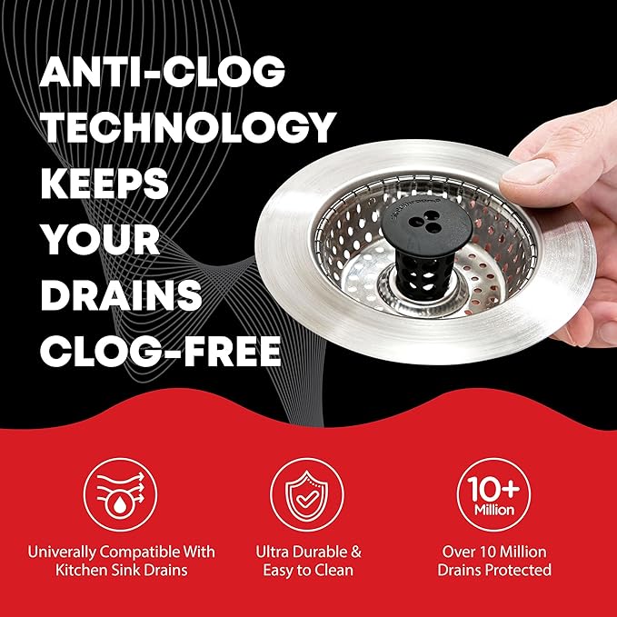SinkShroom Revolutionary Clog-Free Sink Strainer Basket, 2-Pack, Stainless Steel