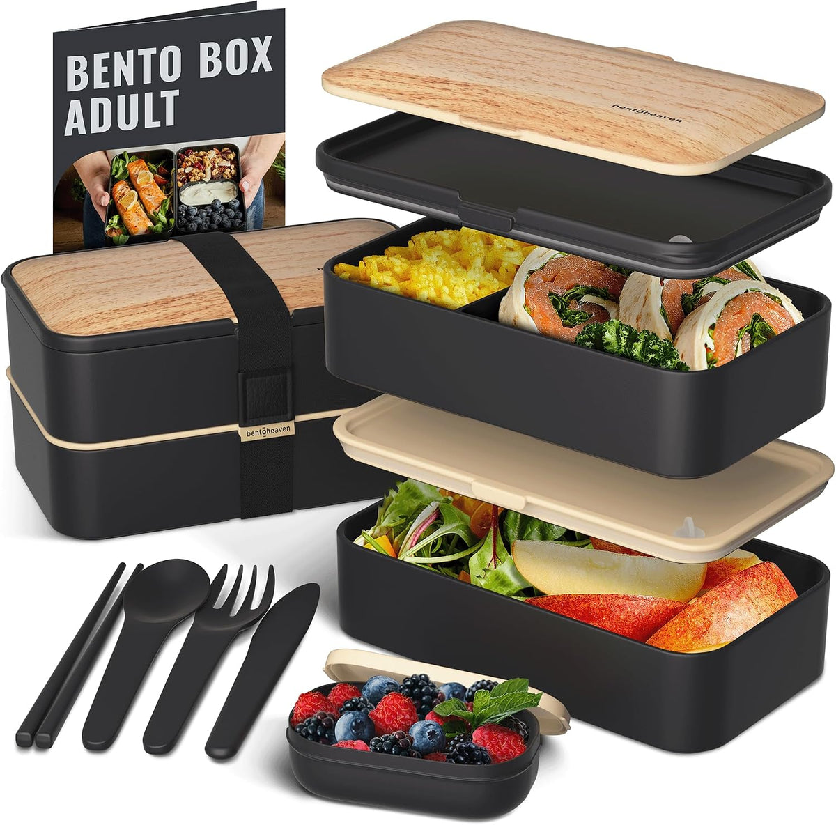 Bento Box Adult, Stackable Lunch Box, 40 oz, Symph Onyx