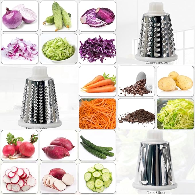 YOUCZON Rotary Cheese Grater Multi-Purpose Stainless Steel Cheese Shredder - Cheese Grater With Handle Effortless Grating of Carrots, Potatoes, Vegetables, and Fruits (Red)