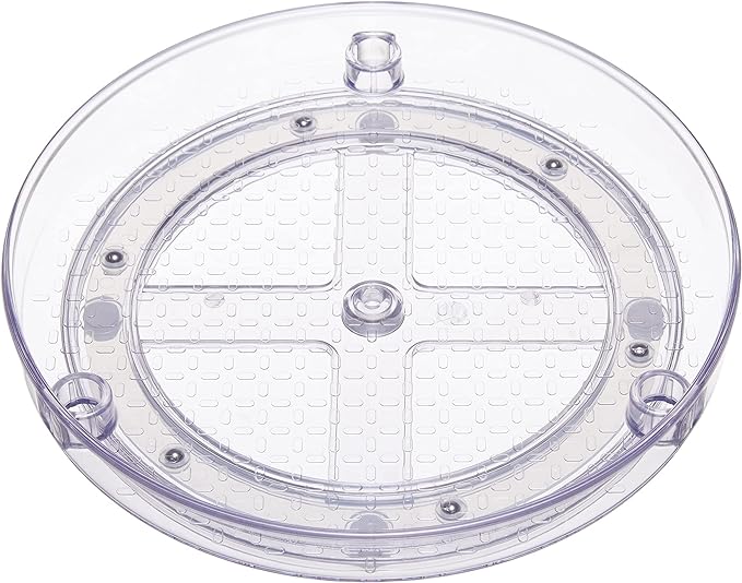 Amazon Basics Lazy Susan Turntable Organizer for Spices and Condiments, 9" Diameter, 2 Tier, Clear