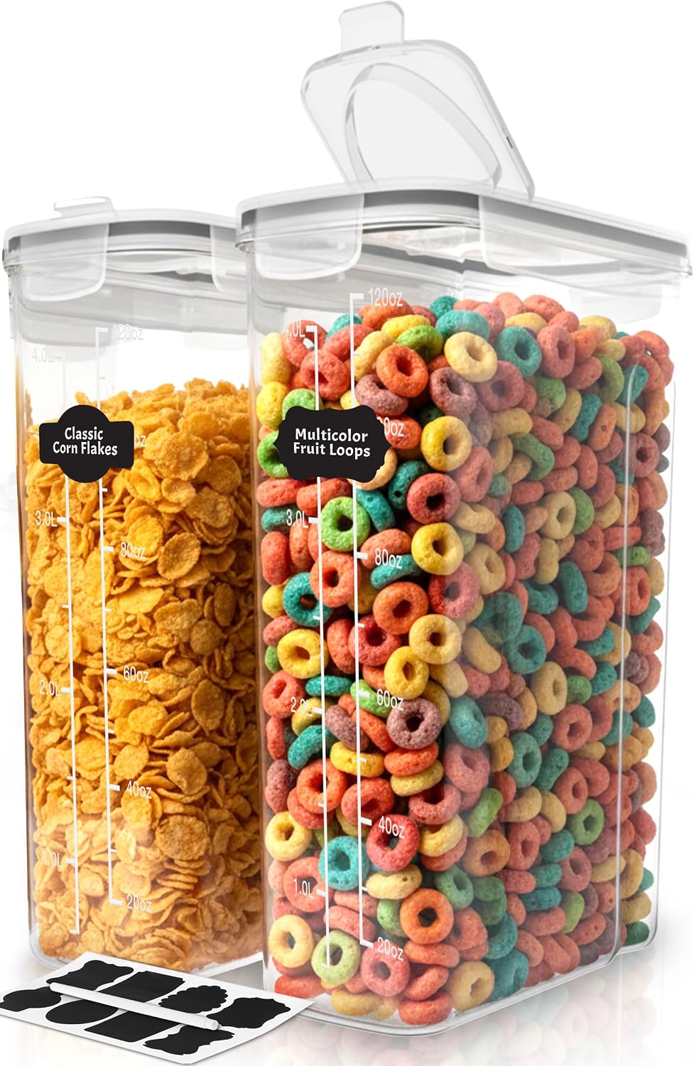 Cereal Containers Storage Set with Lids, 2 Pack, 4L (135 Oz)