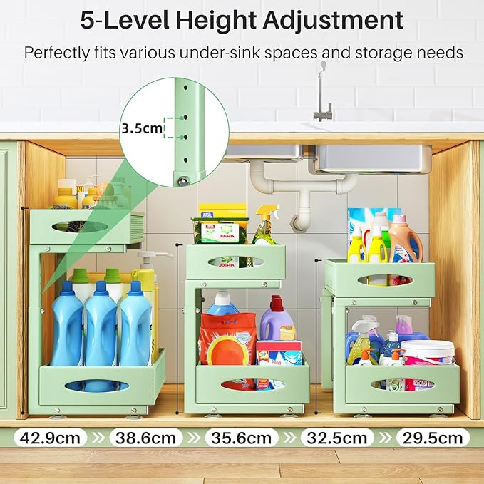 2 Pack Under Sink Organizer, Green