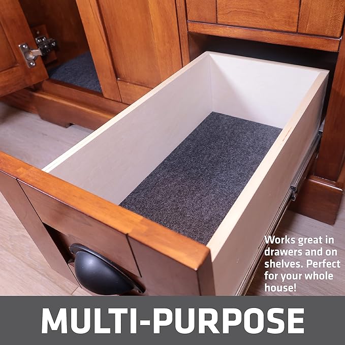 Drymate Premium XL Under Sink Mat, Waterproof Cabinet Protection Mats for Kitchen & Bathroom, Absorbent Shelf Liners, Slip-Resistant, Machine Washable (USA Made)(24”x59”)(Charcoal)(12-Pack)
