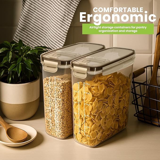 Utopia Kitchen Cereal Containers Storage Set – 2 Pack 4L(135.2 oz) Airtight Food Storage Containers with Lids, BPA-Free Cereal Dispensers for Pantry Organization and Storage (Clear)