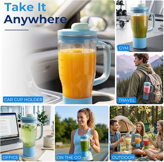 Personal Blender Accessories for Ninja Blendboss DB351BL, Leak-Proof Kit with Silicone Tumbler Boot, Spill Stopper & Sealing Ring, Cup not included (Blue Raspberry)