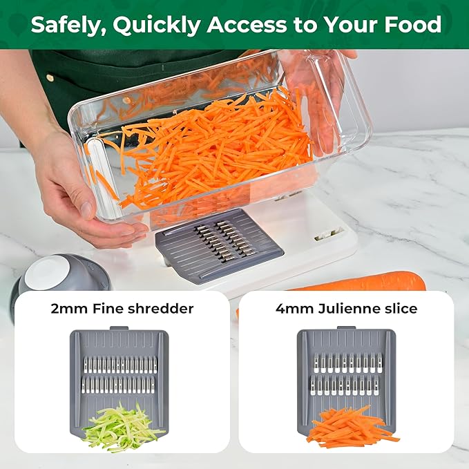 SUSTEAS Vegetable Chopper Mandoline Slicer,6 Blade Pro Food Chopper, Onion Potato Dicer, Veggie Cutter for Salad, Carrot, Cucumber Home Kitchen Gadgets Accessories Essentials(10 in 1, Grayish White)