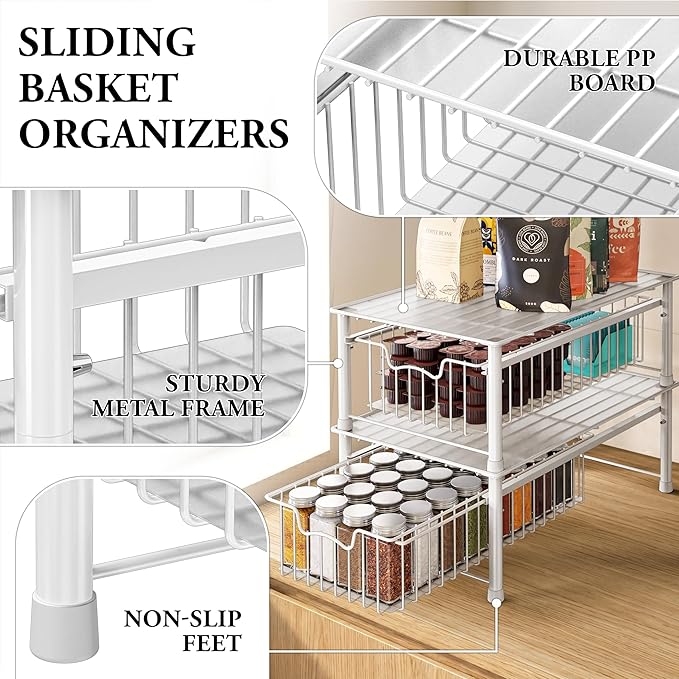 Simple Houseware Stackable Basket Drawer, White