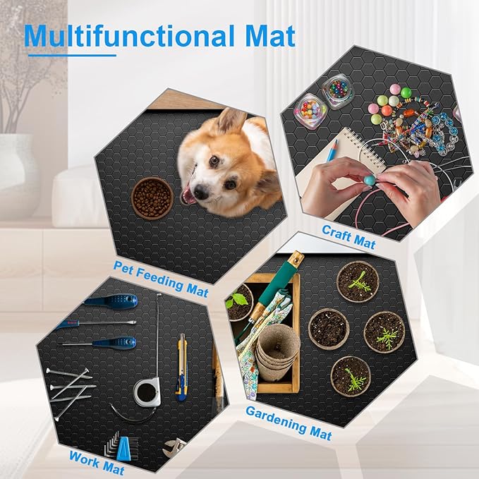 Under Sink Mat - 31" x 22" Waterproof Kitchen Cabinet Mat - Flexible Silicone Under Sink Liner - Kitchen Bathroom Cabinet Mat and Protector for Drips Leaks Spills (Black)