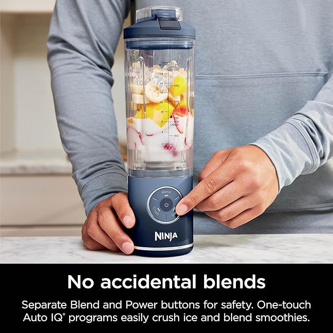 Ninja BC251NV Blast Max Personal Cordless Blender for Smoothies, Blend, Ice Crush, 22 oz. Twist & Go Vessel, Navy - Certified Refurbished
