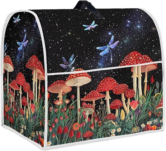 Stand Mixer Cover Mushroom Dragonfly Kitchen Appliance Dust Cover for 4.5-5 Quart Mixers Machine Washable Food Processor Protector for Kitchen Dining Room Countertop Decor