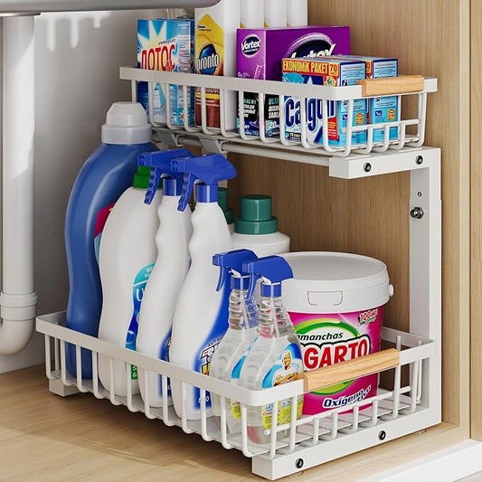 Under Sink Organizer Storage for Families, White,1 Pack