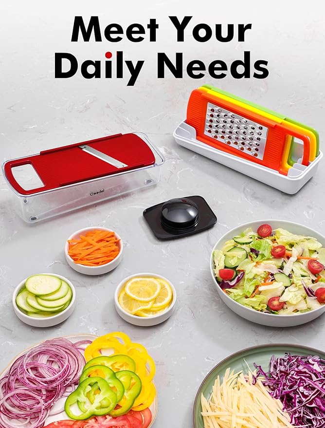 Geedel Professional Mandoline Slicer for Kitchen, Multi Purpose Vegetable Slicer Cutter, Vegetable Cutter Onion Cutter for Veggie Fruit Cheese