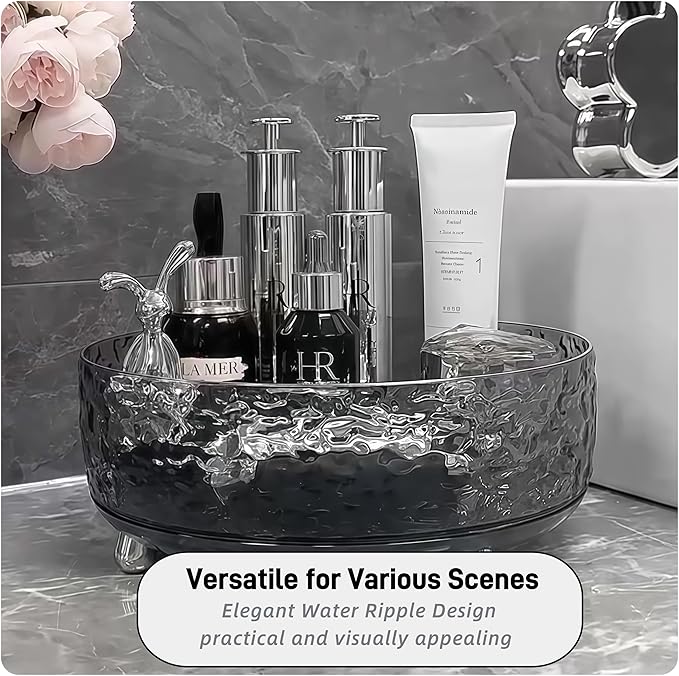 Premium Lazy Susan Organizer,9 inch Turntable Organizer for Bathroom, Kitchen, Vanity, Countertop, Table Top, Cabinet, Pantry and Frige, Perfume, Skin Care, Makeup, Spice Organizer, 360° Rotating