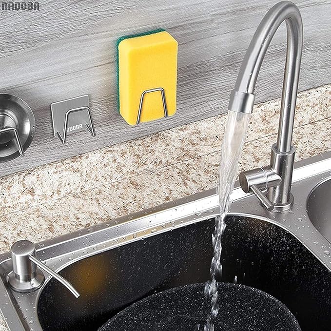 2-Pack Stainless Steel Sponge Holder for Kitchen Sink, Saves Counter Space – Compact Quick-Dry Kitchen Sink Sponge Holder – Easy Adhesive Install, Rust-Resistant | Fits Metal, Glass, Ceramic & Tile