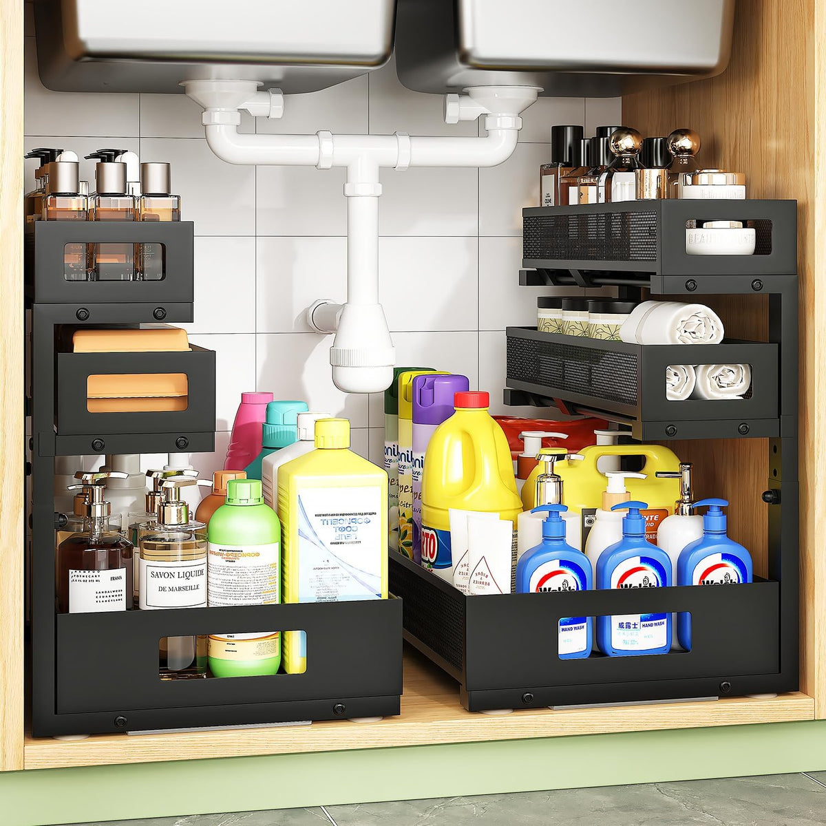 Under Sink Organizer,3-Tier Heavy Duty Pull out Cabinet Organizer Shelf