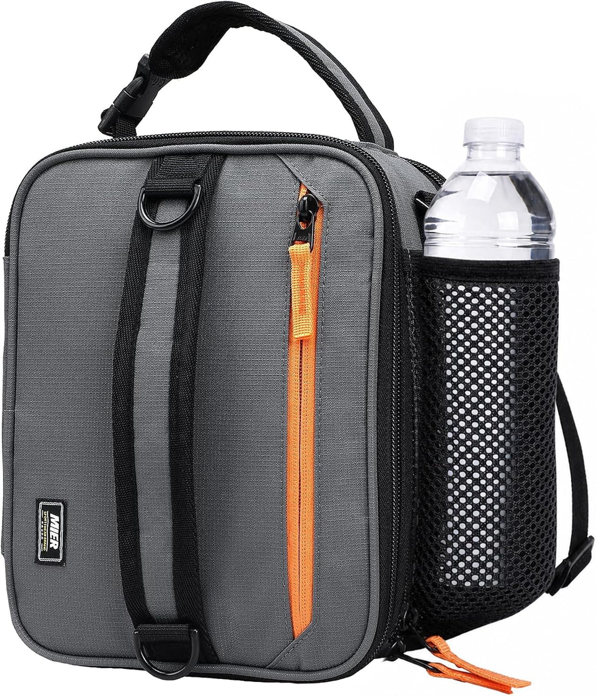 Expandable Small Lunch Box for Men Women Kids Work School, Grey/Orange