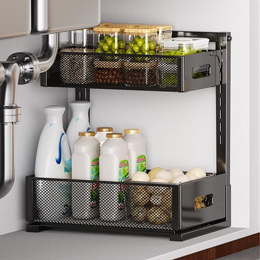 Under Sink Organizer for Bathroom & Kitchen, Under Cabinet Storage Shelf