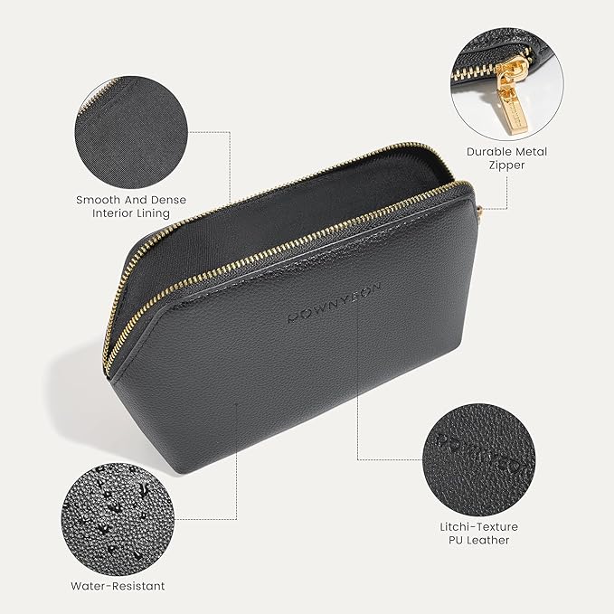 ROWNYEON Small Makeup Bag for Purse, Mini Portable Cosmetic Bags for Women, PU Leather Coin Purse Lipstick Cosmetic Accessories Organizer, Travel Makeup Pouch Zipper Pouch for Men Women