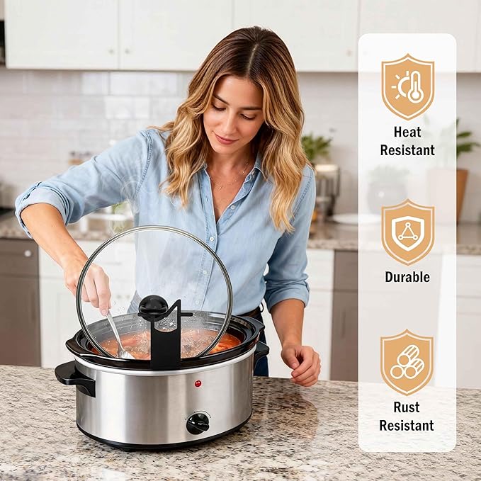 Slow Cooker Lid Holder - for Crock Pot Stainless Steel Pot Lid Stand Space-Saving Burn-Proof Organizer for Housewives & Busy Office Workers, Keeps Countertops Clean