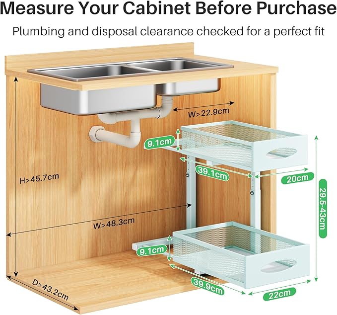 2 Pack Under Sink Organizer, Blue