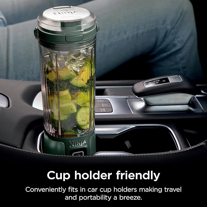 Ninja BC151EM Blast Portable Blender, Cordless, 18oz. Vessel, Personal Blender-for Shakes & Smoothies, BPA Free, Leakproof-Lid & Sip Spout, USB-C Rechargeable, Dishwasher Safe Parts, Forest Green (Renewed)
