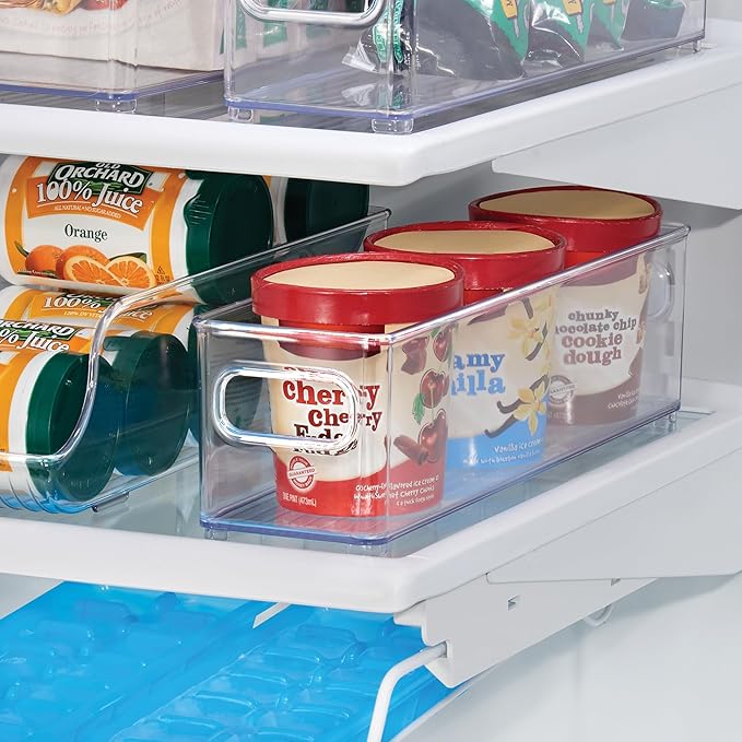 iDesign Stackable Fridge Bin with Handles - Ideal for Freezer or Pantry, Set of 6, Clear, Made in USA
